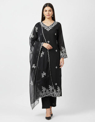 KRINITTRENDZ Applique Kurta, Palazzo & Dupatta Set