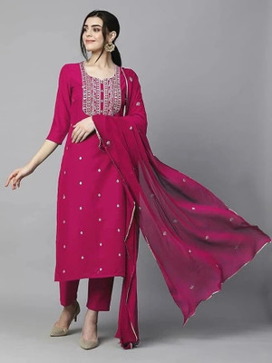 Good Luck Tex Embroidered Anarkali Kurta, Bottom & Dupatta Set