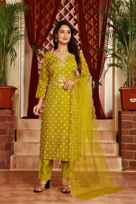 shankhpushpi Embroidered Kurta, Trouser/Pant & Dupatta Set