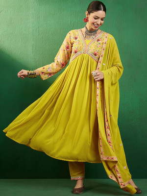 Kvsfab Embroidered Kurta, Trouser/Pant & Dupatta Set
