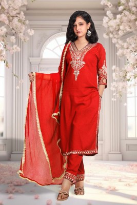 Bilori Embroidered Kurta, Trouser/Pant & Dupatta Set