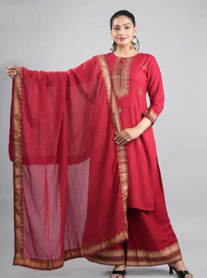 RF CLOTHES Printed Kurta, Palazzo & Dupatta Set