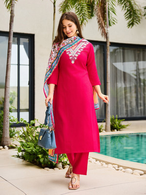 VEDUU Embroidered Kurta, Trouser/Pant & Dupatta Set