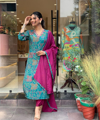 Anni Designer Printed Kurta, Palazzo & Dupatta Set