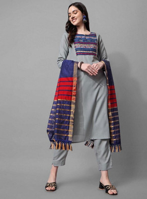 CreationRajvi Solid Kurta, Trouser/Pant & Dupatta Set