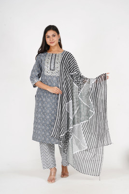Kanchan's Creation Printed Kurta, Palazzo & Dupatta Set