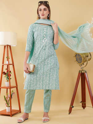 Tikkar Printed Kurta, Trouser/Pant & Dupatta Set