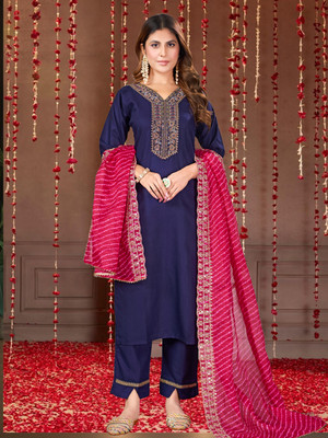 VISHAL CREATION Embroidered Kurta, Trouser/Pant & Dupatta Set