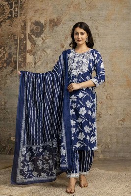 Reenapillow Embroidered Kurta, Salwar & Dupatta Set