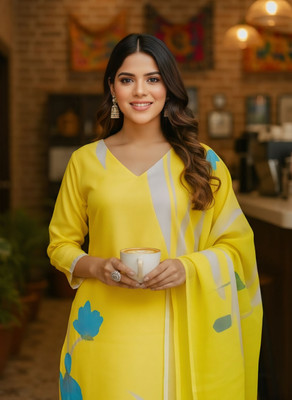 INSPIREFASHION Solid Kurta, Salwar & Dupatta Set