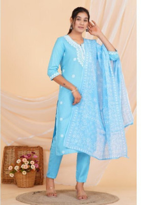 Jaipur fashion factory Embroidered Kurta, Trouser/Pant & Dupatta Set