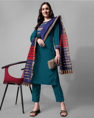 CreationRajvi Solid Kurta, Trouser/Pant & Dupatta Set