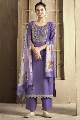 JAINICA Embroidered Kurta, Salwar & Dupatta Set