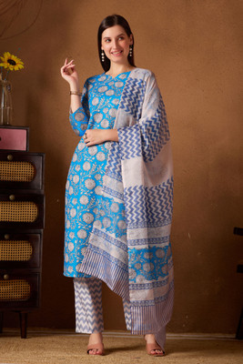 KALEE Floral Print Kurta, Trouser/Pant & Dupatta Set
