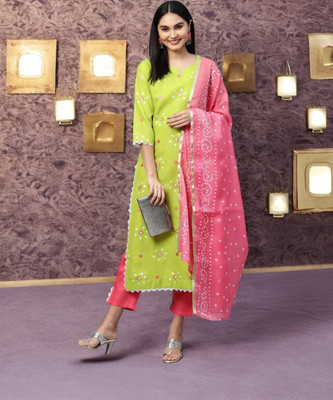 ORRIYA Polka Print Kurta, Trouser/Pant & Dupatta Set