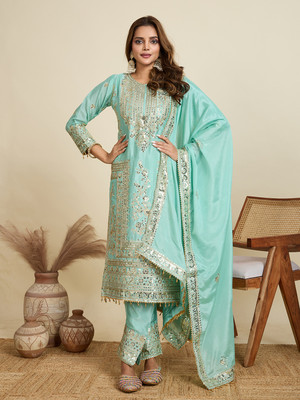 AMALAK Embroidered, Embellished Kurta, Trouser/Pant & Dupatta Set