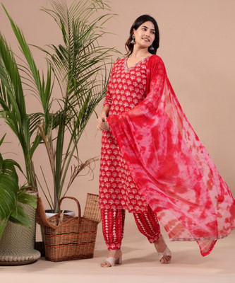 Kurtee King Printed Kurta, Palazzo & Dupatta Set