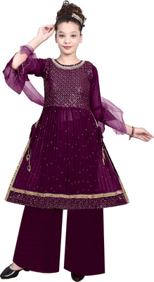 KCM FASHION Embellished Kurta, Palazzo & Dupatta Set