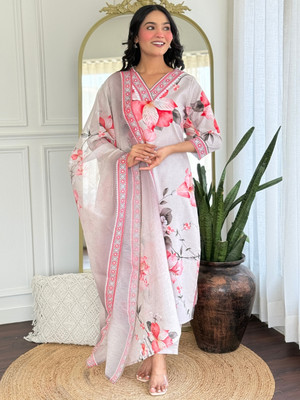 kiwastudio Embroidered, Printed Kurta, Trouser/Pant & Dupatta Set