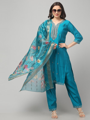 OMASU FASHION Embroidered, Embellished Kurta, Salwar & Dupatta Set