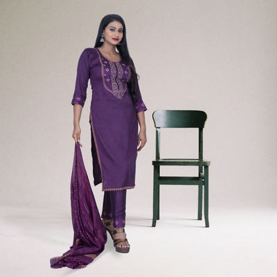 SABRANG MIX & MATCH Embroidered Kurta, Trouser/Pant & Dupatta Set