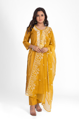 LABEL BY ANUSHA Embroidered Kurta, Trouser/Pant & Dupatta Set