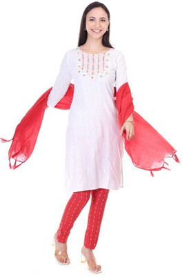 MMTraderrs Embroidered Kurta, Trouser/Pant & Dupatta Set