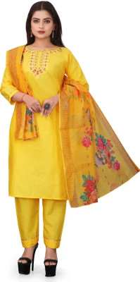Florencia Self Design Kurta, Trouser/Pant & Dupatta Set