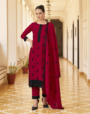 Fourleaf Embroidered Kurta, Trouser/Pant & Dupatta Set