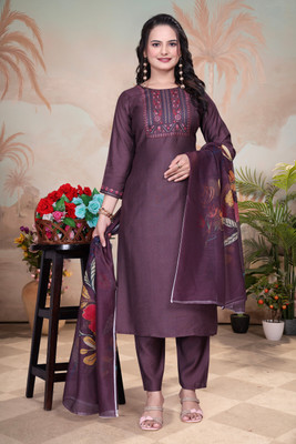 Tylissa Embroidered, Solid Kurta, Trouser/Pant & Dupatta Set