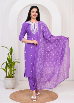 Claria Creation Embroidered Kurta, Trouser/Pant & Dupatta Set