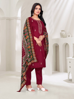 Talavad Embroidered Kurta, Churidar & Dupatta Set