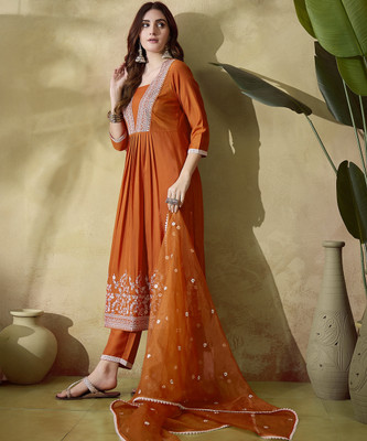 SheWill Embroidered Kurta, Trouser/Pant & Dupatta Set