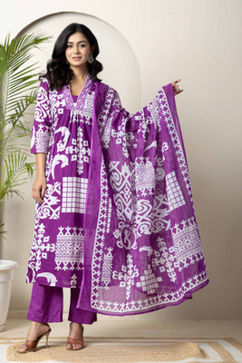 R RANAK CREATION Printed Kurta, Palazzo & Dupatta Set