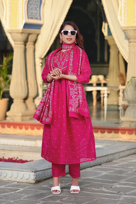 BFASHIONABLES Embroidered Kurta, Dhoti Pant & Dupatta Set