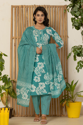 KRATI CREATIONS Floral Print Kurta, Trouser/Pant & Dupatta Set