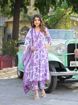DIVENA Printed Anarkali Kurta, Bottom & Dupatta Set