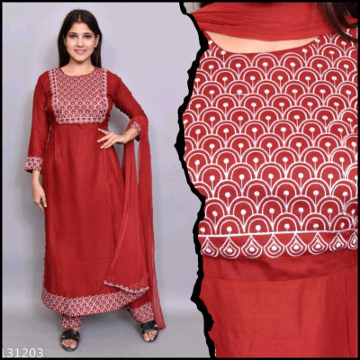 Roxworld Embroidered Kurta, Trouser/Pant & Dupatta Set