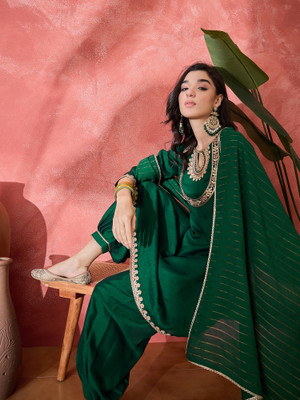 Sangria Embroidered Kurta, Dhoti Pant & Dupatta Set