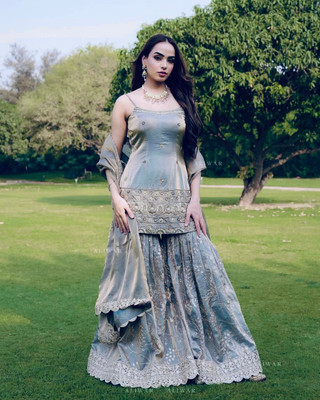 IKHODAL FASHION Embroidered Kurta, Sharara & Dupatta Set