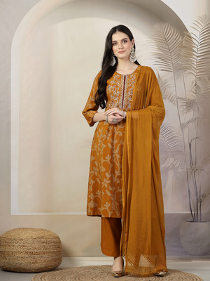 Nayam By Lakshita Embroidered Kurta, Palazzo & Dupatta Set