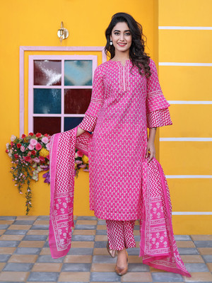 Jaipur Kurti Printed Kurta, Palazzo & Dupatta Set