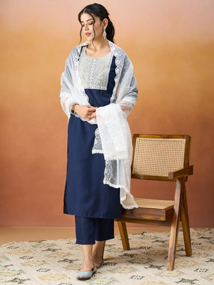 Hritika Embroidered Kurta, Trouser/Pant & Dupatta Set