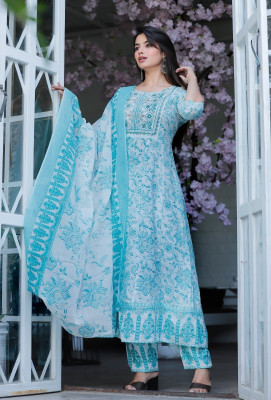 DONNING Art Printed Kurta, Trouser/Pant & Dupatta Set