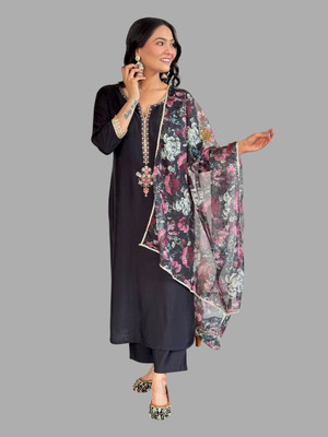 SwirlStyle Embroidered Kurta, Trouser/Pant & Dupatta Set