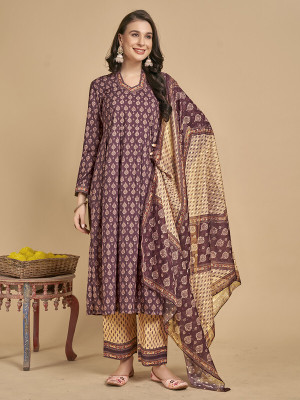 jmm Printed Kurta, Palazzo & Dupatta Set