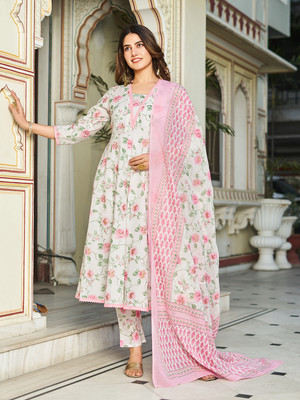 RUPSUNAARI Floral Print Kurta, Trouser/Pant & Dupatta Set