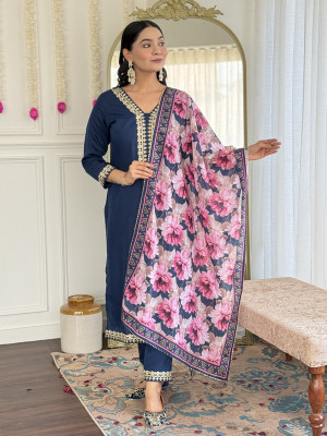 hp fashion Embroidered Kurta, Trouser/Pant & Dupatta Set