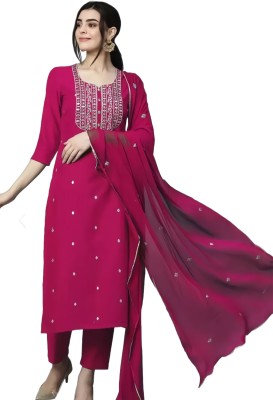 Aayat Fashion Solid Kurta, Palazzo & Dupatta Set