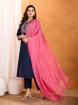 RAS RANI Embroidered Kurta, Salwar & Dupatta Set